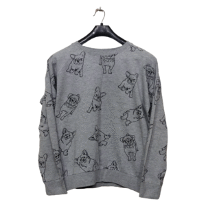 Sinsay Grey Puppy Printed Full Sleeves Sweatshirt | Cotton Jersey