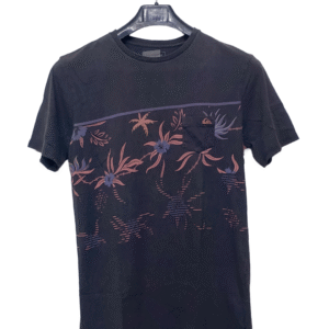 Quicksilver Faded Charcoal Grey Floral Print With Front Pocket T Shirt | Cotton Fabric