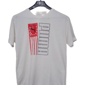 Puma White Printed Half Sleeves T Shirt | Cotton Jersey