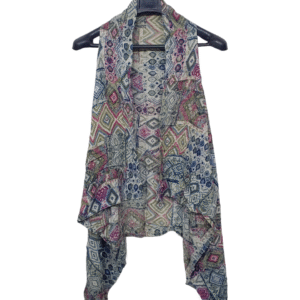 Lunda.Pk Designer Printed Sleeveless Cardigan | Lawn Fabric