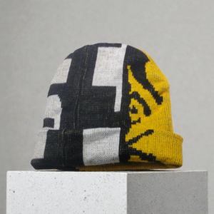 Lunda.Pk Black White & Yellow Beanie | Woolen Fabric