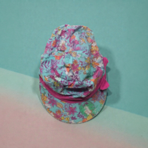 Green & Pink Floral Printed Cap