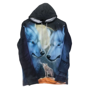 Lunda.Pk Self Wolf Printed Kangaroo Pocket Hoodie | Sweat Jersey