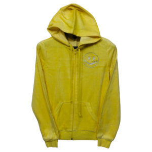 Joe Yellow Smile Printed Kangaroo Pocket Zipper Hoodie | Valvet Fabric