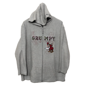 Grumpy Grey Printed Kangaroo Pocket Zipper Hoodie | Sweat Jersey