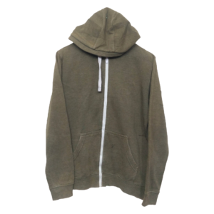 Reserved Basic Olive Green Kangaroo Pocket Zipper Hoodie | Sweat Jersey