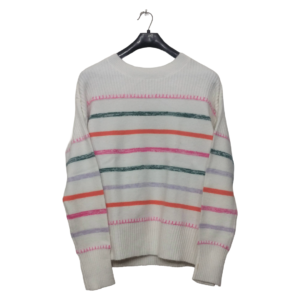 Lunda.Pk White Multicolor Lining Sweater | Woolen Fabric | High Quality Premium