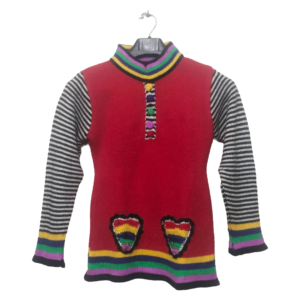 Overtake Red With Multicolor Sweater | Woolen Fabric | High Quality Premium