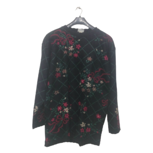Basic Edition Black Floral Design Sweater | Woolen Fabric | High Quality Premium