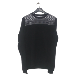 Kim Roger Black With White Neck Print Sweater | Woolen Jersey | High Quality Premium