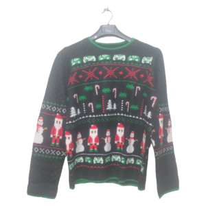 Holiday Time Black With Christmas Printed Sweater | Woolen Fabric | High Quality Premium