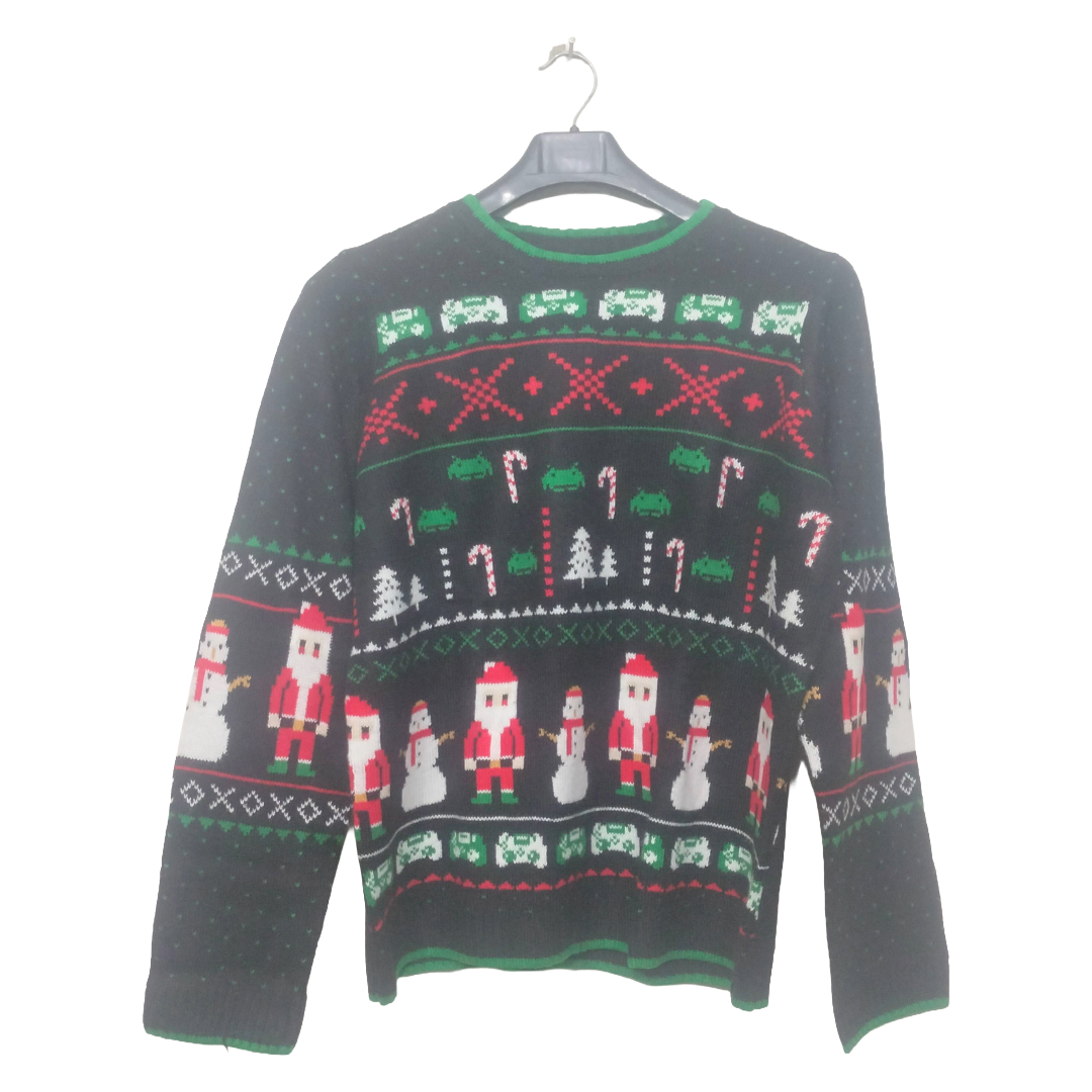 Holiday Time Black With Christmas Printed Sweater | Woolen Fabric | High Quality Premium