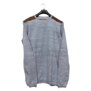 House Brand Shredded Sky Blue With Mustard Plain Long Sweatshirt | Cotton Jersey