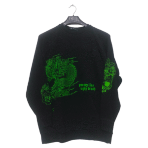 FB Sister Black With Green Printed Sweatshirt | Sweat Jersey