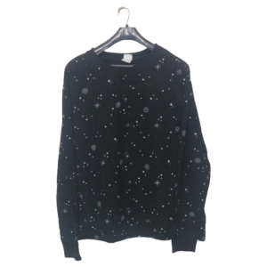 Stars Above Black Self Printed Sweatshirt | Sweat Jersey
