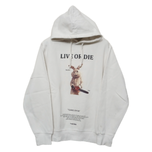 Mr.Scareorcw White Printed No Pockets Hoodie | Sweat Jersey