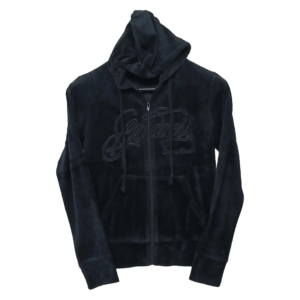 BBG Black Kangaroo Pocket Zipper Hoodie | Velvet Fabric