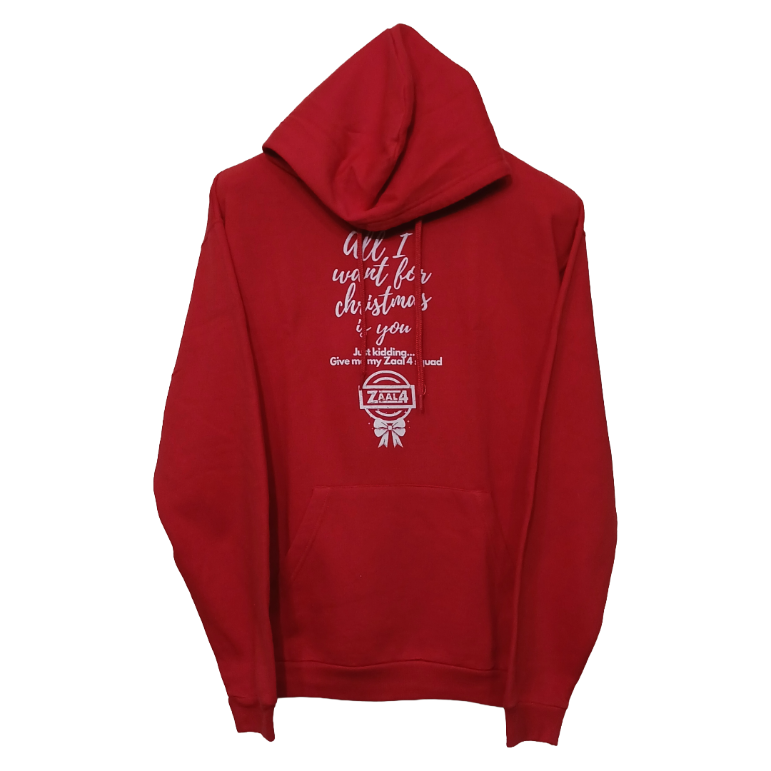 Zaal4 Red Printed Kangaroo Pocket Hoodie | Fleece Fabric