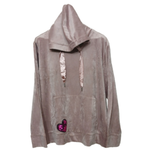 Beloved Pink With Heart Embroidery Kangaroo Pocket Hoodie | Valvet Fabric