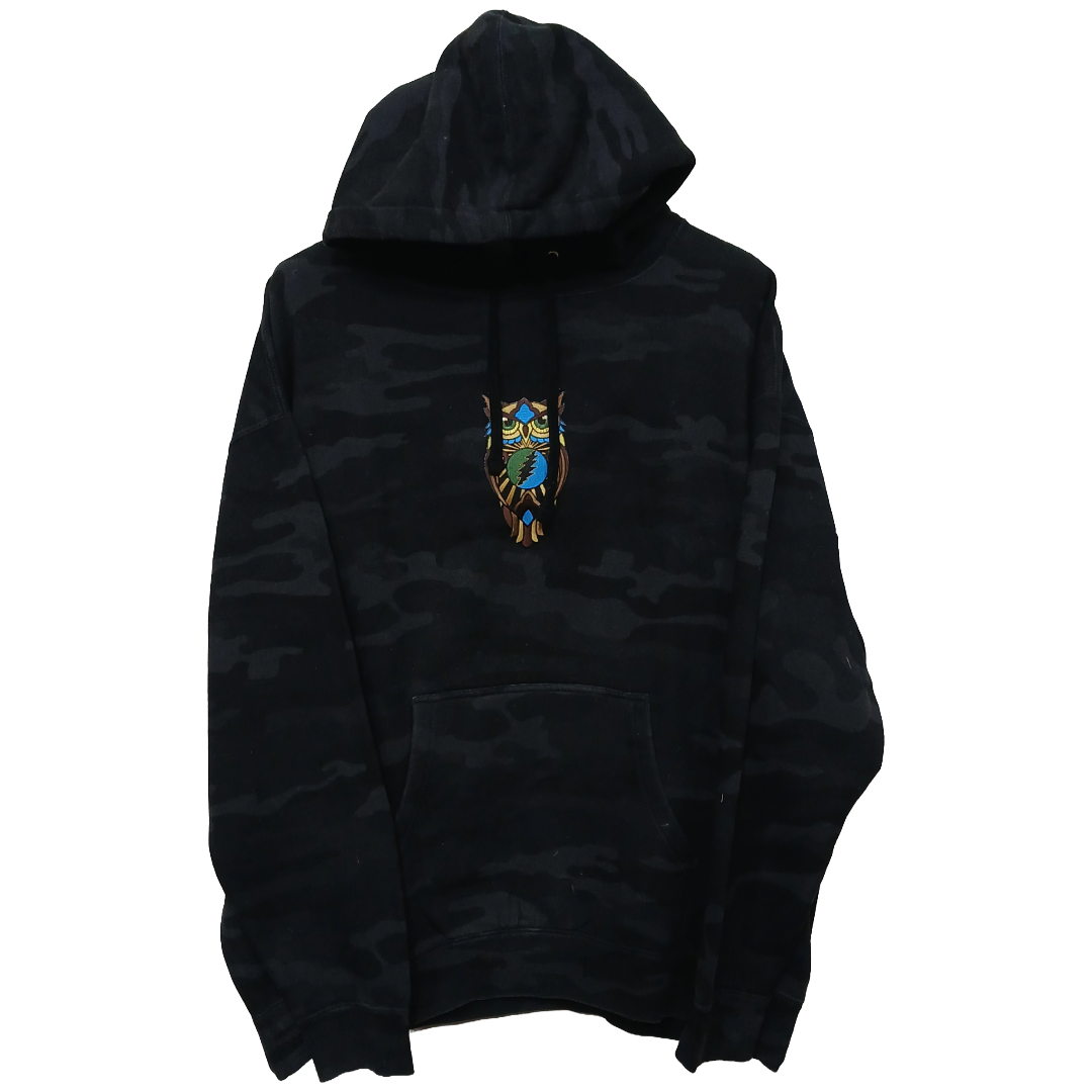 Owl Printed Dark Army Colours Kangaroo Pocket Hoodie | Sweat Jersey