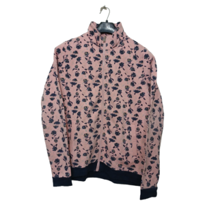 Sinsay Pink flowers Printed Side Pockets Zipper Jacket | Sweat Jersey